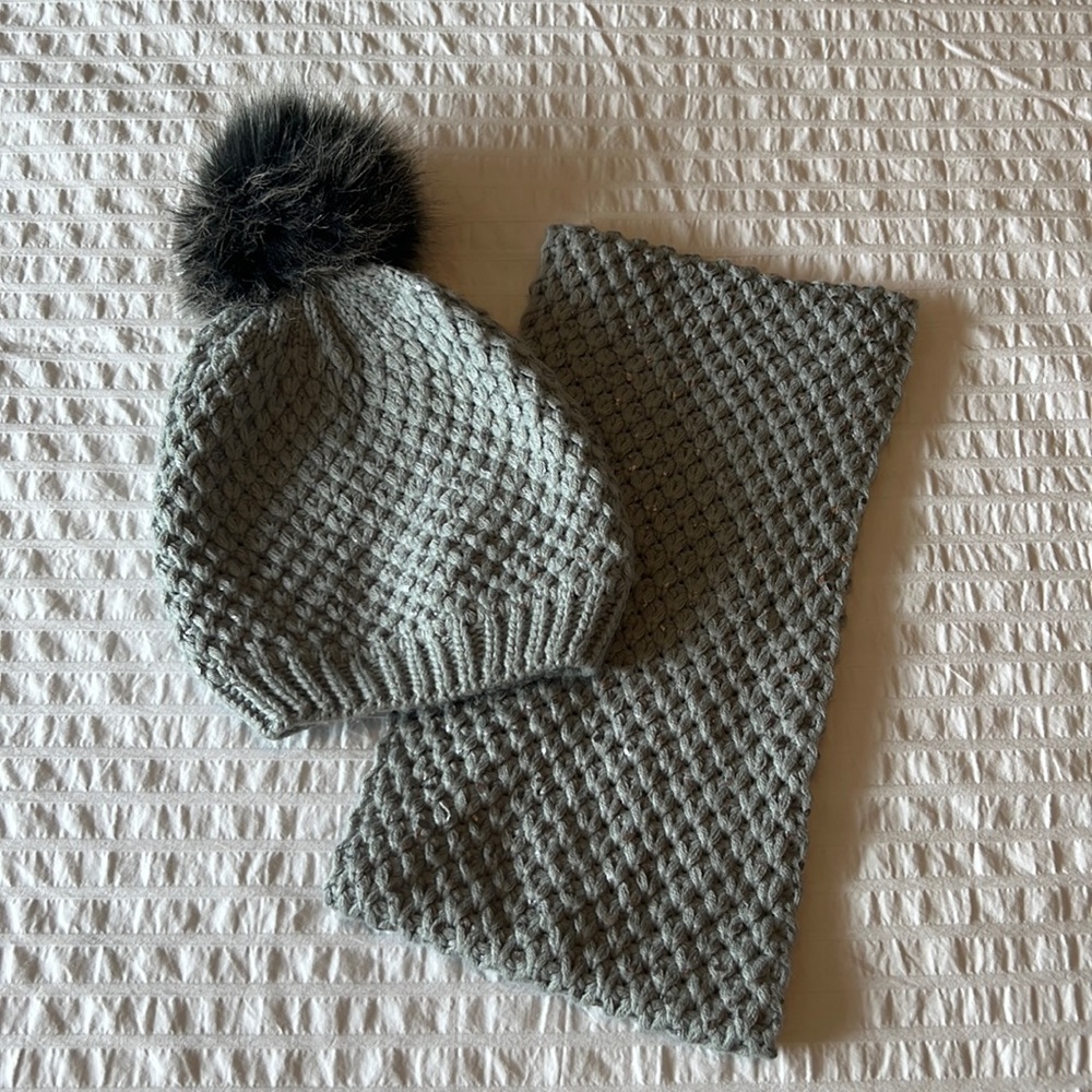 Pom Pom Beanie and scarf